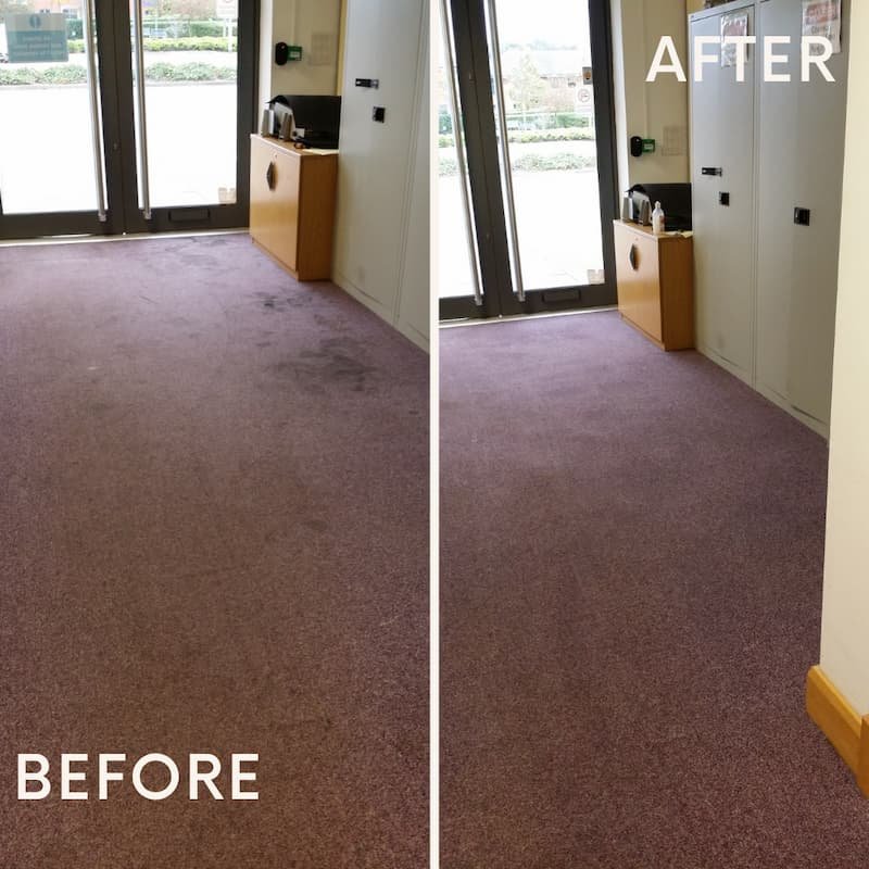 Commercial carpet cleaning before and after — East Midlands